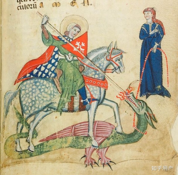 中世纪圣乔治屠龙插画 1270年(基督教文明中的龙是恶魔的化身)
